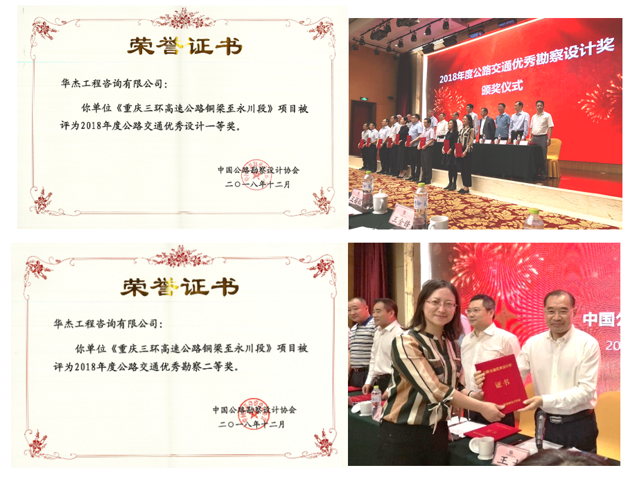 華杰公司榮獲中國(guó)公路勘察設(shè)計(jì)協(xié)會(huì)2018年度公路交通優(yōu)秀勘察、設(shè)計(jì)獎(jiǎng)